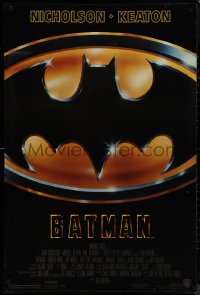 9k0644 BATMAN 1sh 1989 directed by Tim Burton, cool image of Bat logo, new credit design!