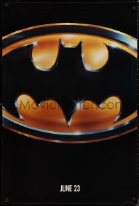 9k0642 BATMAN teaser 1sh 1989 directed by Tim Burton, cool image of Bat logo, glossy finish!