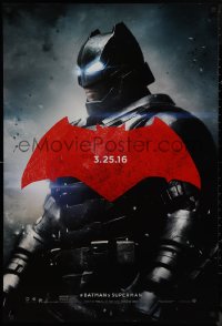 9k0658 BATMAN V SUPERMAN teaser DS 1sh 2016 cool image of armored Ben Affleck in title role!
