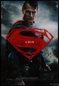9k0655 BATMAN V SUPERMAN teaser DS 1sh 2016 waist-high image of Henry Cavill in title role!