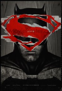 9k0656 BATMAN V SUPERMAN teaser DS 1sh 2016 cool close up of Ben Affleck in title role under symbol!