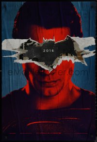 9k0654 BATMAN V SUPERMAN teaser DS 1sh 2016 close up of Henry Cavill in title role under symbol!