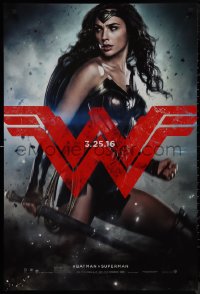 9k0652 BATMAN V SUPERMAN teaser DS 1sh 2016 great image of sexiest Gal Gadot as Wonder Woman!