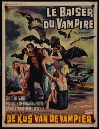 9k1235 KISS OF THE VAMPIRE Belgian 1963 Hammer, art of giant devil bats summoned from Hell!