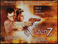 9k0142 EXISTENZ DS British quad 1999 David Cronenberg, cool image of Jennifer Jason Leigh & Jude Law!