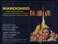 9k0155 MAROONED British quad 1969 Gregory Peck & Gene Hackman, great Terpning cast & rocket art!