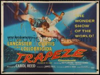 9k0179 TRAPEZE British quad 1956 circus art of Lancaster, Gina Lollobrigida & Curtis, ultra rare!