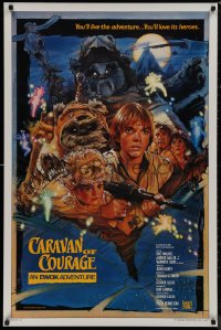 9k0686 CARAVAN OF COURAGE style B int'l 1sh 1984 An Ewok Adventure, Star Wars, art by Drew Struzan!