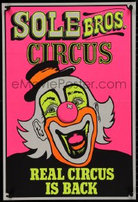 9k0242 SOLE BROS CIRCUS 20x30 Australian circus poster 1980s cool art of clown, real circus is back!