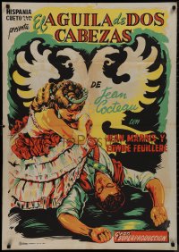 9k0243 EAGLE WITH TWO HEADS Colombian poster 1948 different & striking art of Feuillere & Marais!