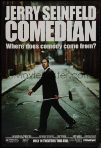 9k0695 COMEDIAN advance 1sh 2002 great image of Jerry Seinfeld walking across street with microphone!