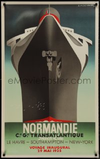 9k0273 COMPAGNIE GENERALE TRANSATLANTIQUE 25x39 French commercial poster 1996 Cassandre art!