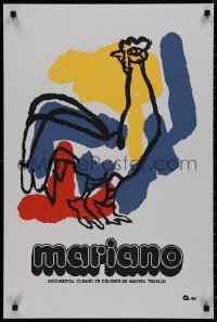 9k0457 MARIANO Cuban R1990s cool colorful silkscreen art of rooster, Marisol Trujillo documentary!