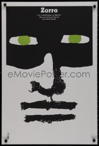 9k0465 ZORRO Cuban R1990s silkscreen art of masked hero Alain Delon by Eduardo Munoz Bachs!