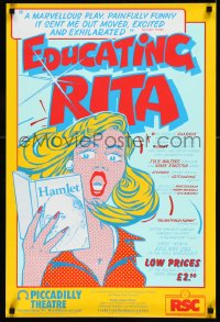9k0248 EDUCATING RITA stage play English double crown 1980 great art of woman reading Hamlet, rare!