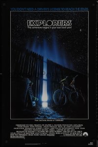 9k0742 EXPLORERS 1sh 1985 directed by Joe Dante, the adventure begins in your own back yard!