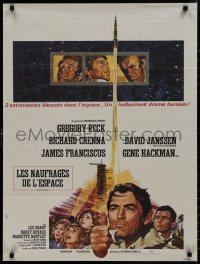 9k0565 MAROONED French 24x32 1970 Gregory Peck, Gene Hackman, great Terpning cast & rocket art!