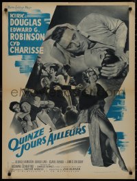 9k0582 TWO WEEKS IN ANOTHER TOWN French 24x32 1962 Kirk Douglas, sexy Cyd Charisse, diffferent!