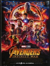 9k1451 AVENGERS: INFINITY WAR advance French 16x22 2018 Robert Downey Jr., Marvel Comics cast montage!