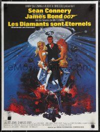 9k1463 DIAMONDS ARE FOREVER French 17x22 R1980s Sean Connery as James Bond 007 by Robert McGinnis!