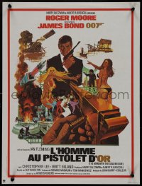 9k1503 MAN WITH THE GOLDEN GUN French 16x21 R1980s art of Roger Moore as James Bond by McGinnis!
