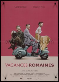 9k1522 ROMAN HOLIDAY French 17x23 R2013 Audrey Hepburn & Gregory Peck, Albert riding on Vespa!
