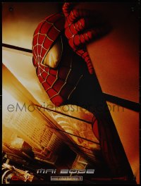 9k0604 SPIDER-MAN teaser French 16x21 2002 close-up of Maguire w/WTC towers in eyes, Marvel!