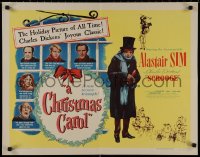 9k1292 CHRISTMAS CAROL style A 1/2sh 1951 Dickens holiday classic, Sim as Scrooge, ultra rare!