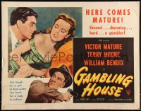 9k1296 GAMBLING HOUSE style B 1/2sh 1951 art of Victor Mature lusting after Terry Moore, William Bendix!