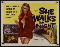 9k1321 SHE WALKS BY NIGHT 1/2sh 1960 German prostitution, sexy art of bad girl Belinda Lee!