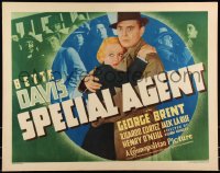 9k1324 SPECIAL AGENT style B 1/2sh 1935 George Brent holding pretty scared Bette Davis, ultra rare!