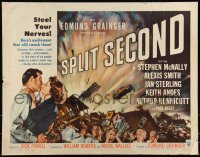 9k1325 SPLIT SECOND style A 1/2sh 1953 art of Stephen McNally kissing Alexis Smith, Dick Powell noir!