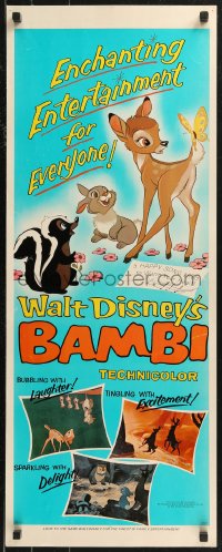 9k1552 BAMBI insert R1975 Walt Disney cartoon deer classic, great art with Thumper & Flower!