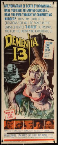 9k1559 DEMENTIA 13 insert 1963 Francis Ford Coppola, Roger Corman, sexy horror art by Ray Burns!