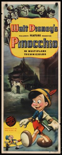 9k1576 PINOCCHIO insert 1940 he's with Jiminy Cricket, great full art, ultra rare first release!