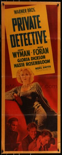 9k1578 PRIVATE DETECTIVE insert 1939 super sexy blonde Jane Wyman, Dick Foran, ultra rare!