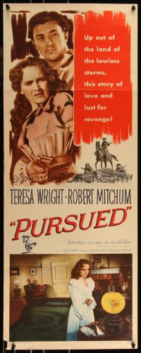 9k1579 PURSUED insert 1947 great full-length image of Robert Mitchum & Teresa Wright!