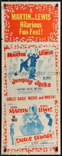 9k1582 SAILOR BEWARE /JUMPING JACKS insert 1957 Dean Martin & Jerry Lewis double-feature!
