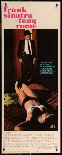 9k1587 TONY ROME insert 1967 detective Frank Sinatra w/gun & sexy near-naked girl on bed!