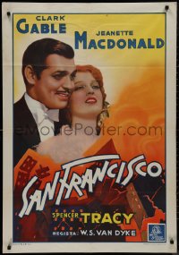 9k0437 SAN FRANCISCO Italian 1sh 1937 Clark Gable & Jeanette MacDonald, different and ultra rare!