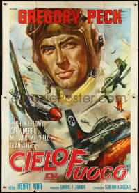 9k0058 TWELVE O'CLOCK HIGH Italian 2p R1964 different Casaro art of WWII pilot Gregory Peck, rare!