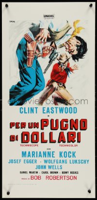 9k1623 FISTFUL OF DOLLARS Italian locandina R1970s different artwork of generic cowboy by Symeoni!