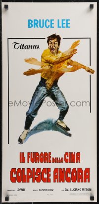 9k1624 FISTS OF FURY Italian locandina 1973 great Bruce Lee action kung fu art by Ciriello!