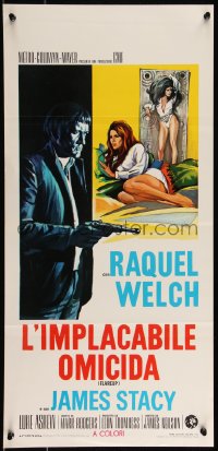 9k1626 FLAREUP Italian locandina 1970 men want to love sexy Raquel Welch, but one wants to kill!