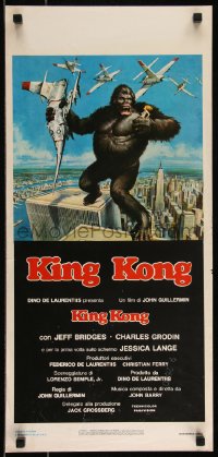 9k1639 KING KONG Italian locandina 1976 art of BIG Ape on the Twin Towers holding Jessica Lange!