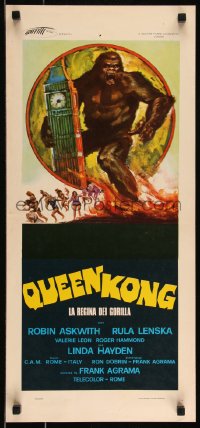 9k1663 QUEEN KONG Italian locandina 1977 fantastic art of giant ape terrorizing Big Ben in London!