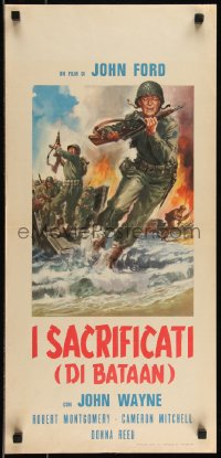 9k1680 THEY WERE EXPENDABLE Italian locandina R1960s John Ford, different art of Wayne in combat!