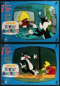9k1377 ARRIVA SPEEDY GONZALES group of 10 Italian 19x27 pbustas 1964 cool cartoon images, Looney Tunes!