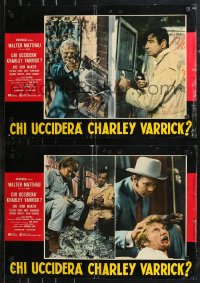 9k1388 CHARLEY VARRICK set of 8 Italian 18x26 pbustas 1973 Walter Matthau, Joe Don Baker, Don Siegel!