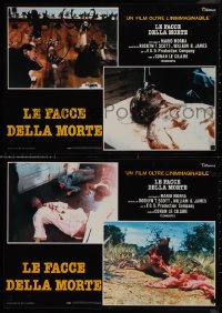 9k1390 FACES OF DEATH set of 8 Italian 18x26 pbustas 1981 cult horror documentary, gruesome images!